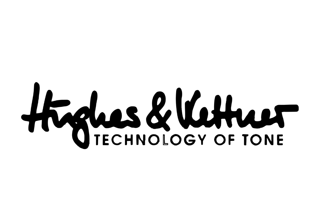 Hughes & Kettner logo in black script text with the slogan Technology of Tone on a white background.