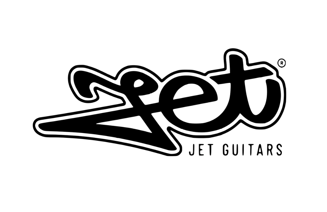 Bold black Jet Guitars logo featuring stylized, modern script lettering on a clean white background.