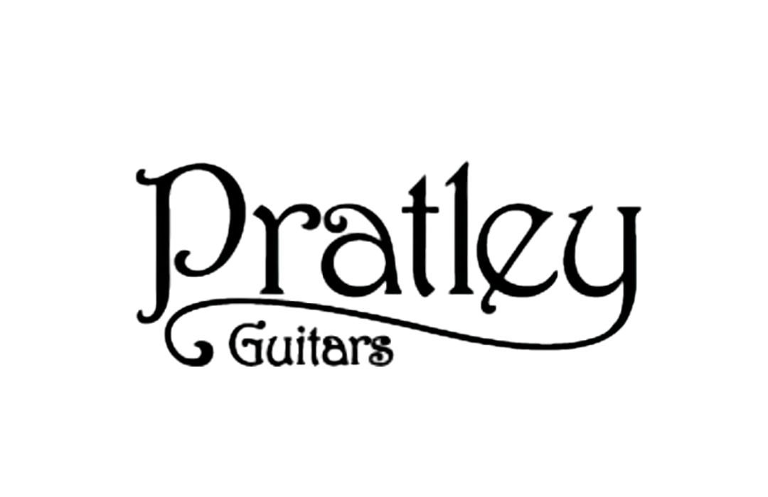 Elegant black Pratley Guitars logo featuring stylized, flowing serif typography on a clean white background.