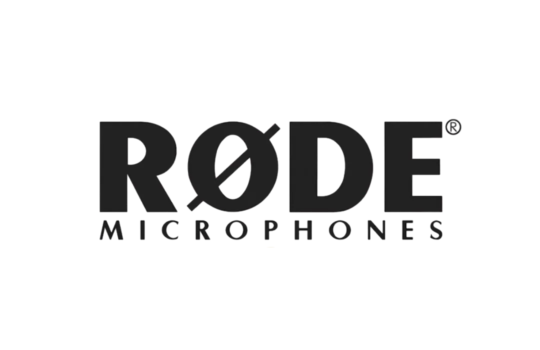 Black RØDE Microphones logo featuring bold, modern typography on a clean white background.