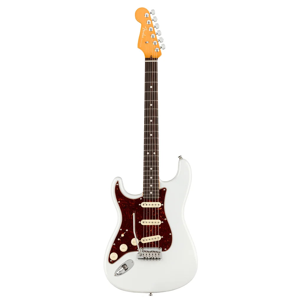 Fender American Ultra Stratocaster Left Hand Electric Guitar - Arctic Pearl w/ Deluxe Hard Case