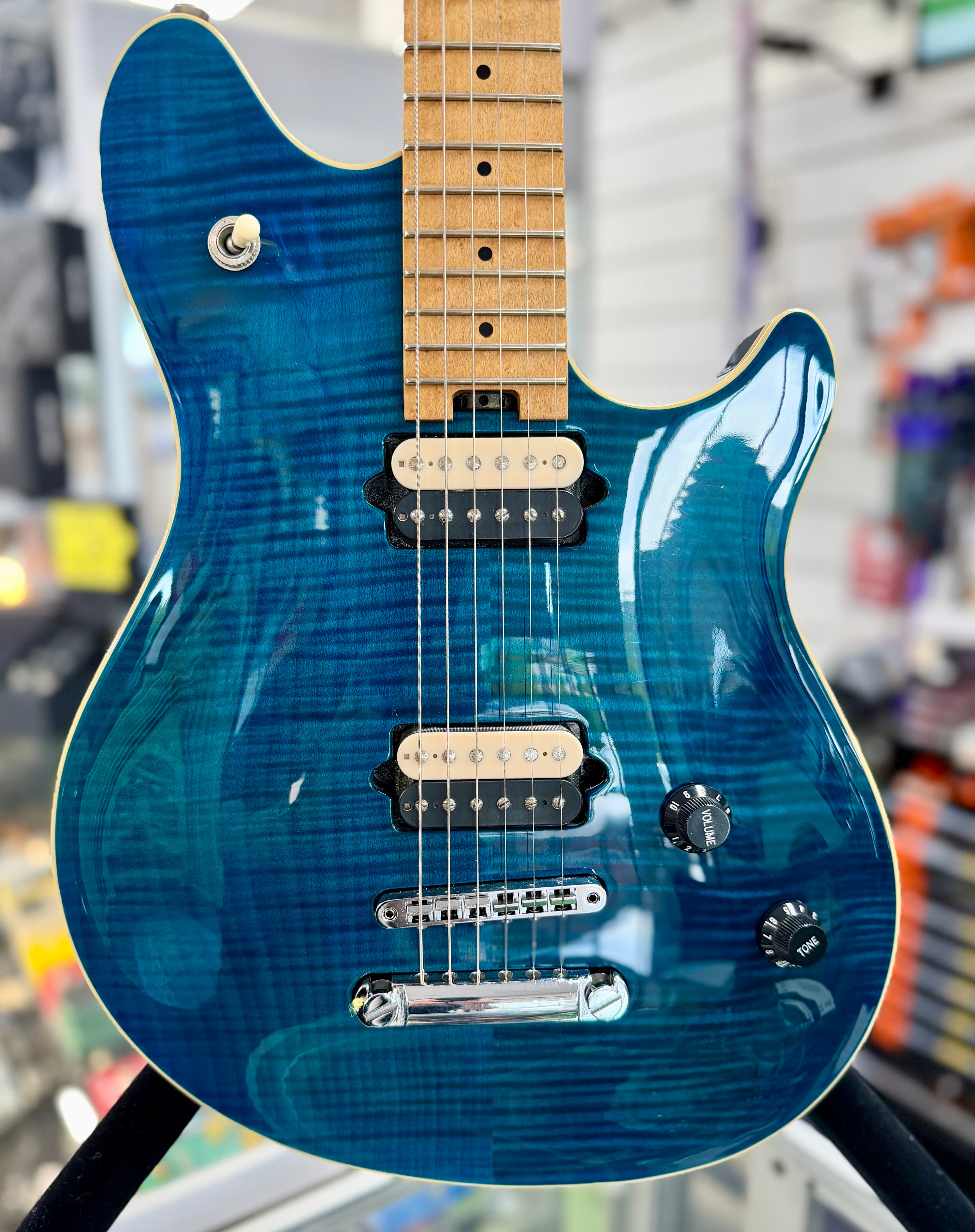 2000 Peavey USA EVH Wolfgang Standard Hardtail Electric Guitar - Trans Blue Flame Maple W/-Hard Case (Pre Owned)-Peavey-Infinite Music