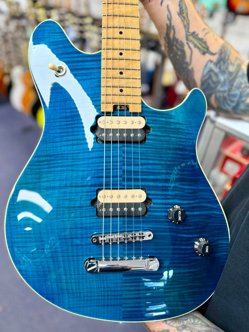 2000 Peavey USA EVH Wolfgang Standard Hardtail Electric Guitar - Trans Blue Flame Maple W/-Hard Case (Pre Owned)-Peavey-Infinite Music