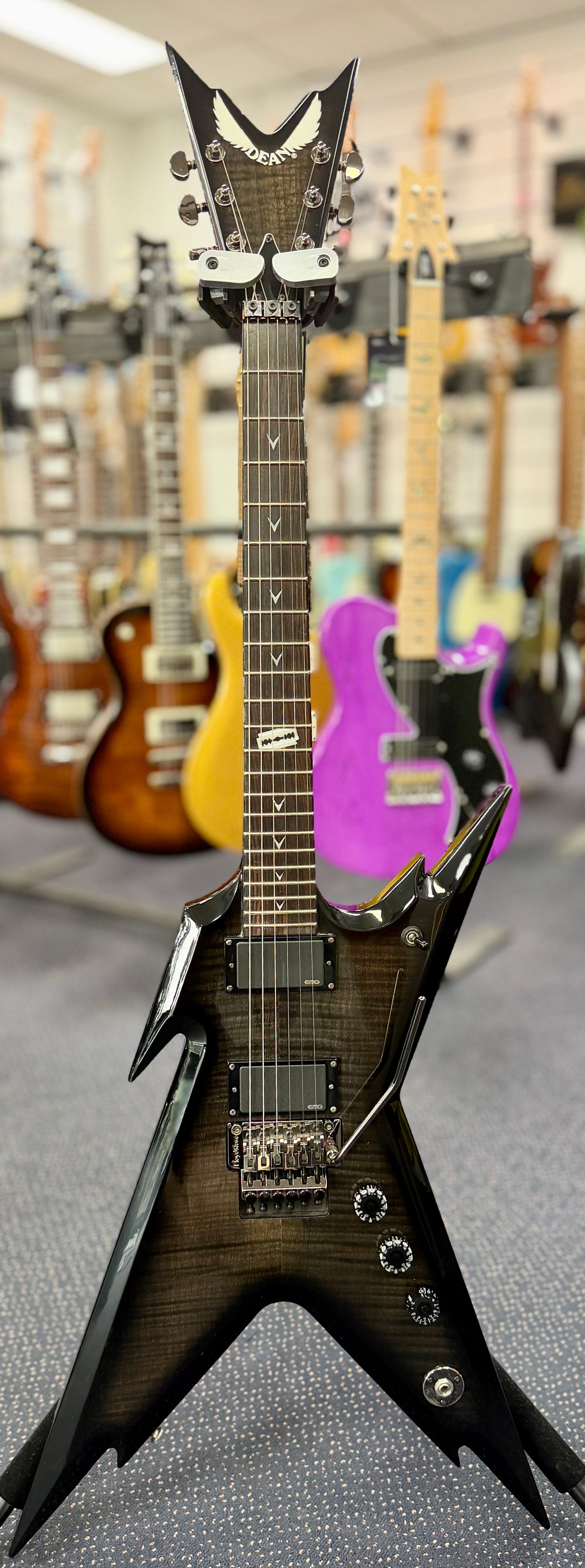 2011 Dean DCR Limited Razorback Trans Flame Black #69 of 100 Worldwide W/Hardcase ( Pre Owned)-Dean-Infinite Music
