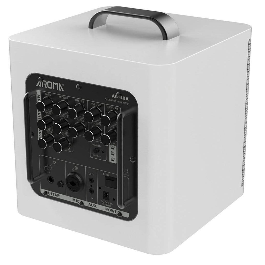 Aroma 40 Watt Rechargeable Acoustic Guitar Amplifier - White with Bag-Aroma-Infinite Music