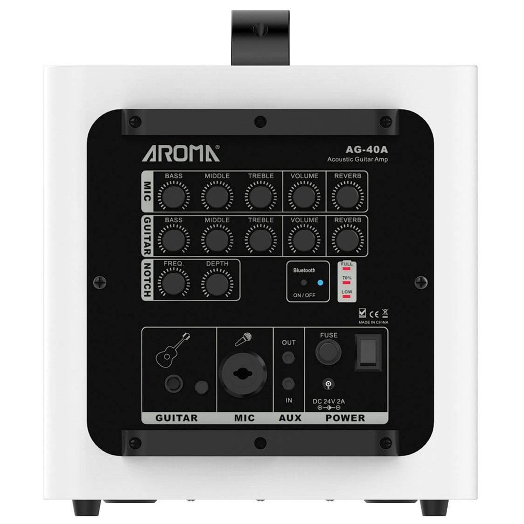 Aroma 40 Watt Rechargeable Acoustic Guitar Amplifier - White with Bag-Aroma-Infinite Music