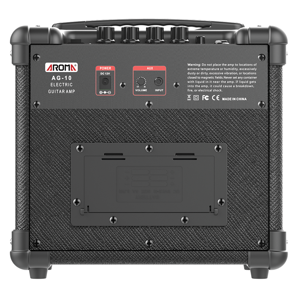 Aroma AG10BK 10W Black Electric Guitar Portable Amplifier ( Power or Battery Powered)-Aroma-Infinite Music