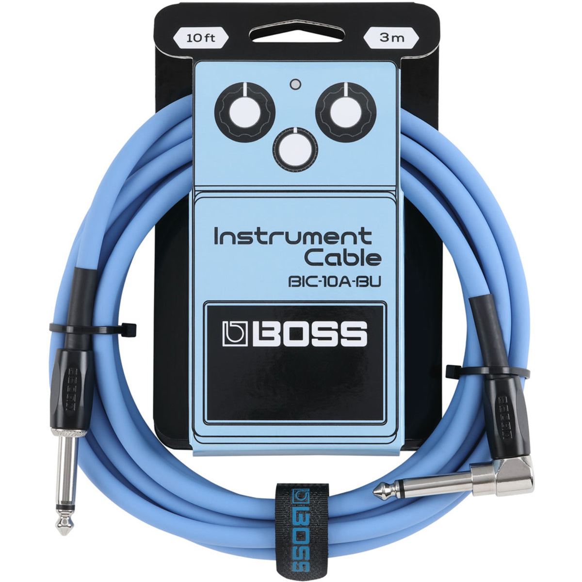 BOSS BIC10A-BU Right-Angle 1/4" to Straight 1/4" Instrument Cable - 10ft/3M - BLUE-Boss-Infinite Music
