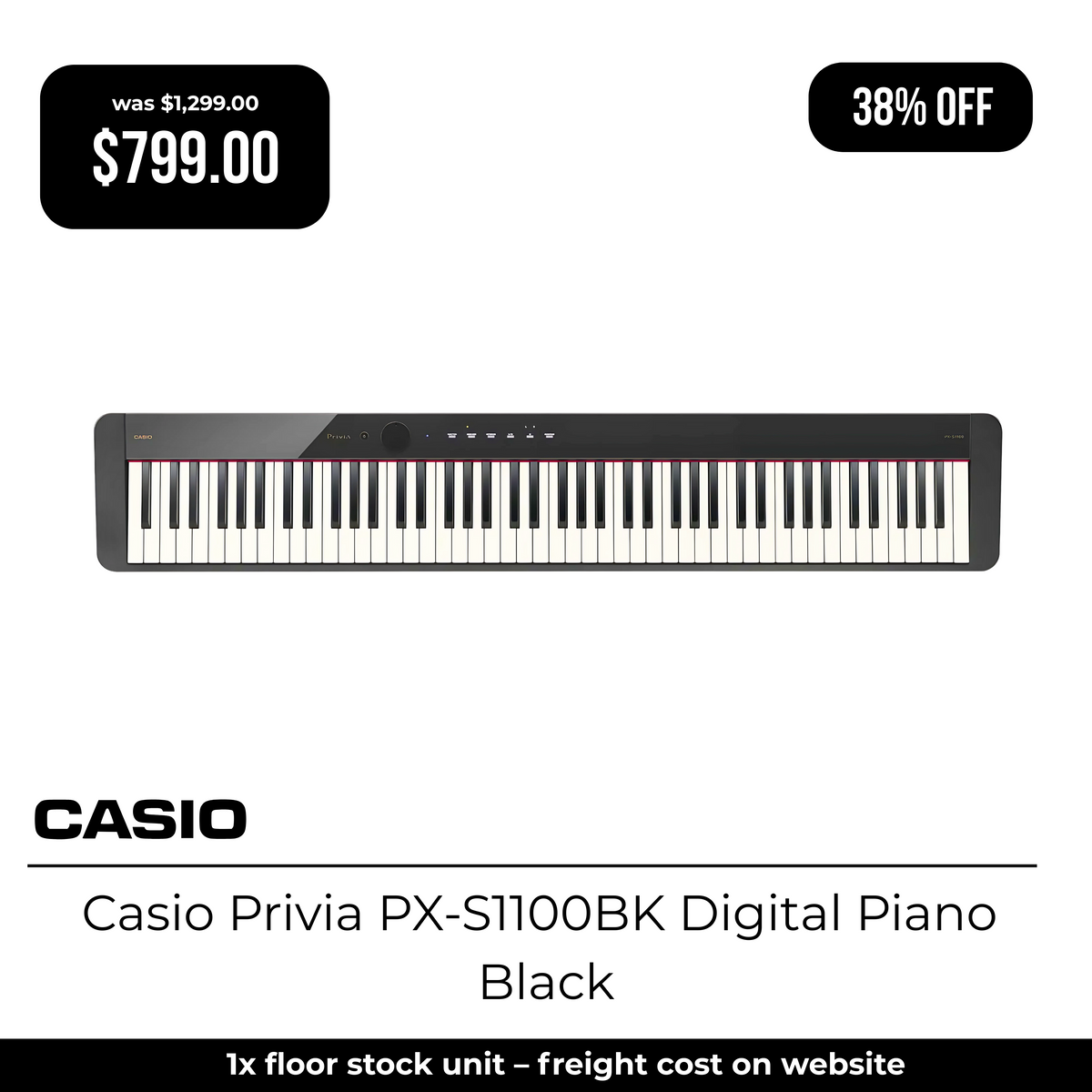 Casio Privia PX-S1100BK Digital Piano - Black-Casio-Infinite Music