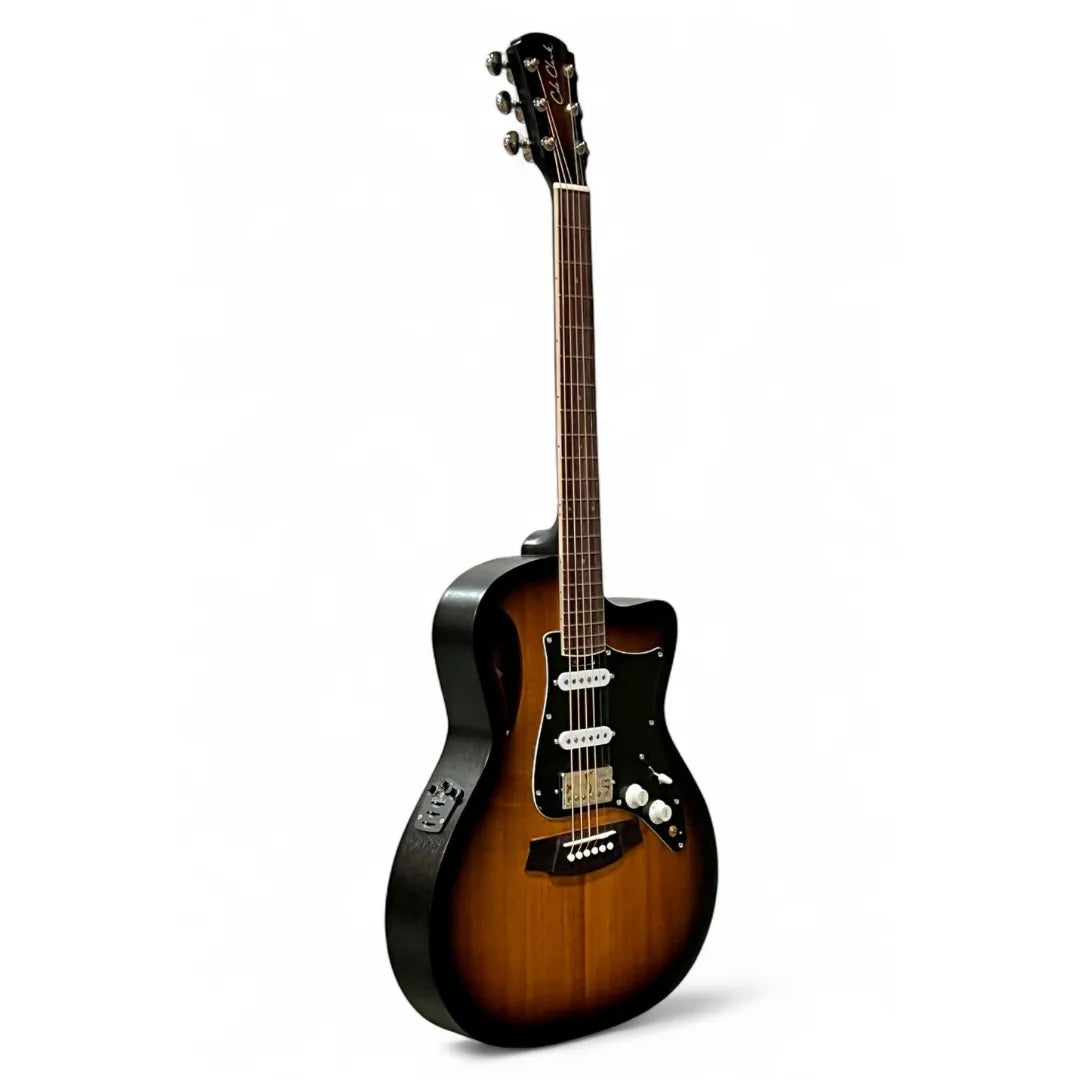 Cole Clark Thinline Hybrid HSS All Solid Grand Auditorium Mahogany - Sunburst W/ Deluxe Gig Bag