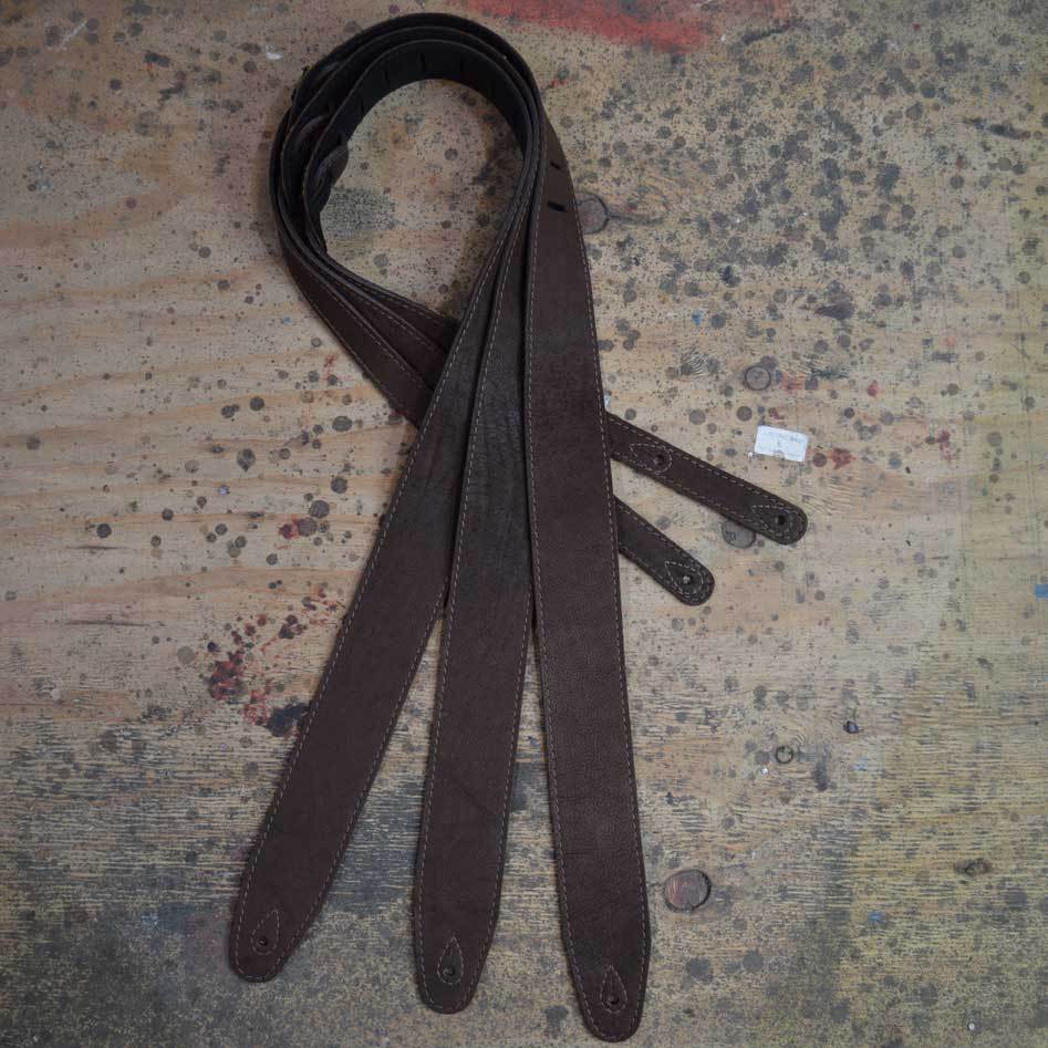 Colonial Leather 2.5″ Sueded Dark Brown Relic Soft Leather Guitar Strap-Colonial Leather-Infinite Music