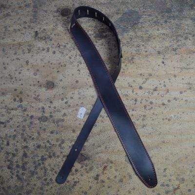 Colonial Leather 2.5″Red Stitched Black Leather Guitar Strap-Colonial Leather-Infinite Music