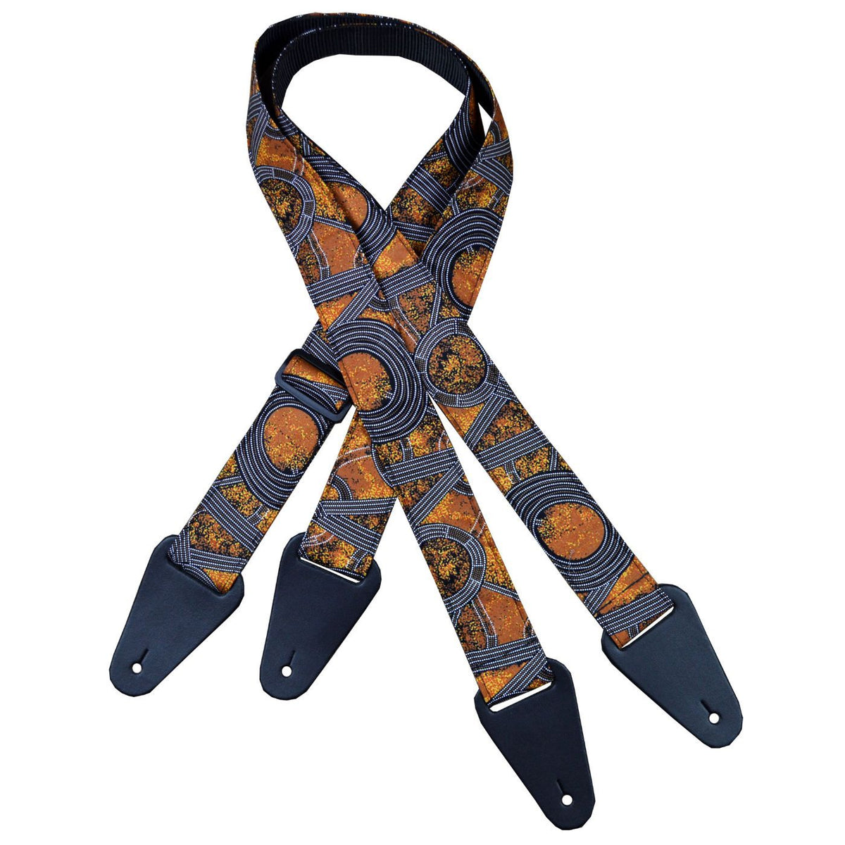 Colonial Leather Aboriginal Art Guitar Strap – Bush Plum Gold-Colonial Leather-Infinite Music