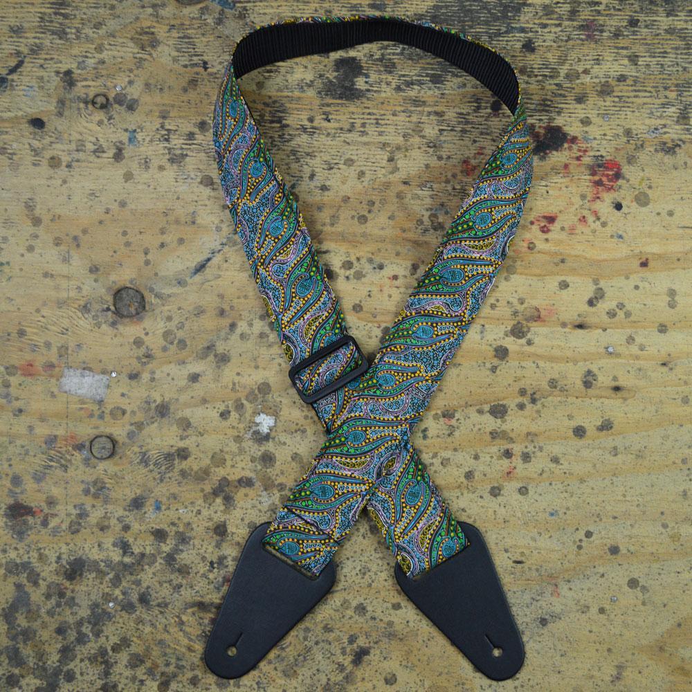 Colonial Leather Aboriginal Art Guitar Strap – Spirit Dreaming Green-Colonial Leather-Infinite Music