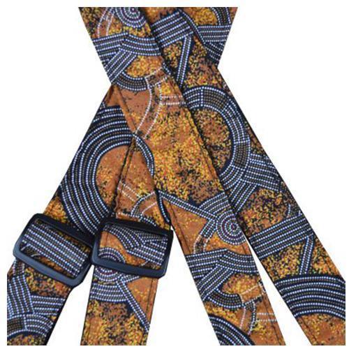 Colonial Leather Aboriginal Art Rag Ukulele Strap – Bush Plum Gold-Colonial Leather-Infinite Music