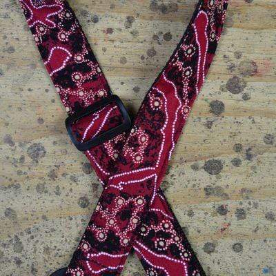Colonial Leather Aboriginal Art Rag Ukulele Strap Yellow Bush Plum-Colonial Leather-Infinite Music