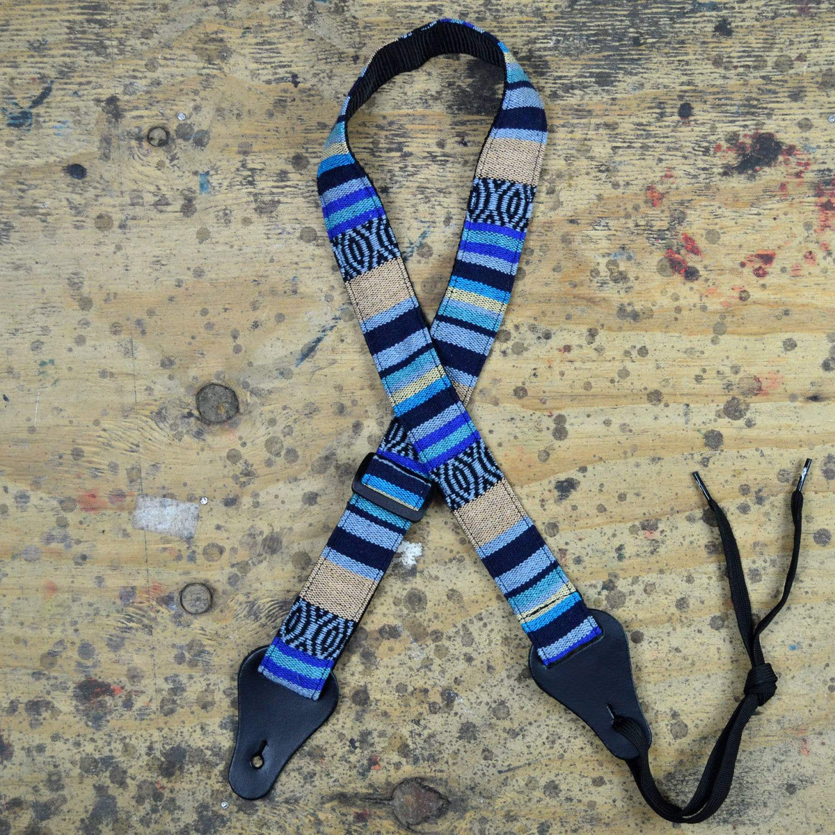 Colonial Leather Aqua Rasta Rag Ukulele Strap-Colonial Leather-Infinite Music