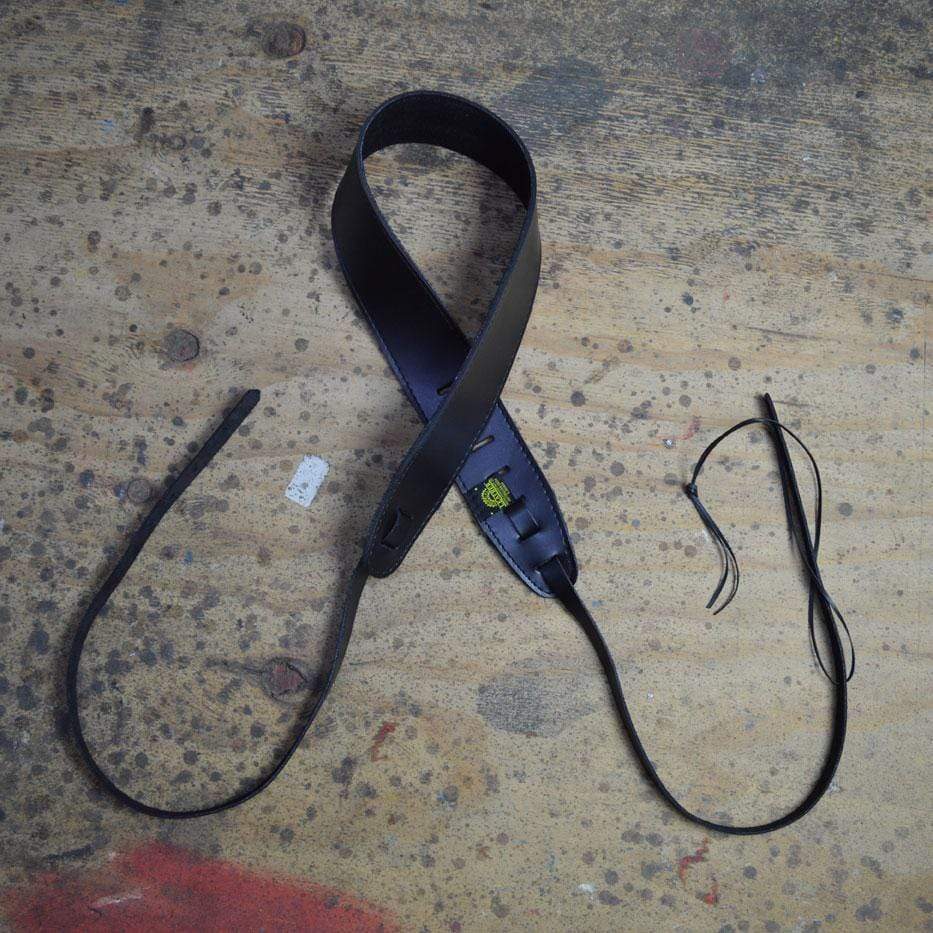 Colonial Leather Black Leather Banjo Cradle Strap With Lacing-Colonial Leather-Infinite Music
