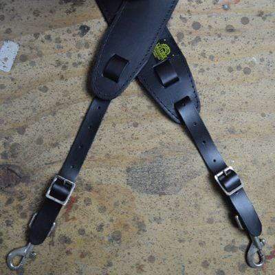 Colonial Leather Black Leather Banjo Cradle with Hooks-Colonial Leather-Infinite Music