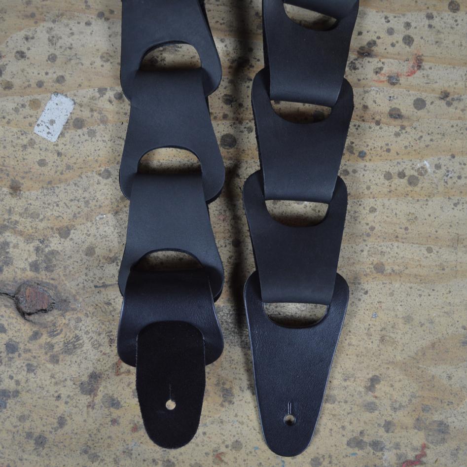 Colonial Leather Black Link Leather Guitar Strap-Colonial Leather-Infinite Music