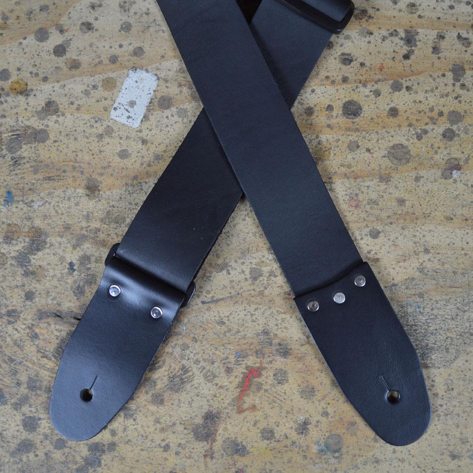 Colonial Leather Black Soft Leather Slide Adjustable Guitar Strap-Colonial Leather-Infinite Music