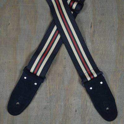 Colonial Leather Black Striped Webbing Guitar Strap-Colonial Leather-Infinite Music