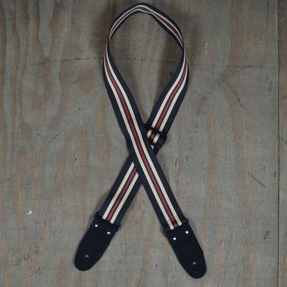 Colonial Leather Black Striped Webbing Guitar Strap-Colonial Leather-Infinite Music