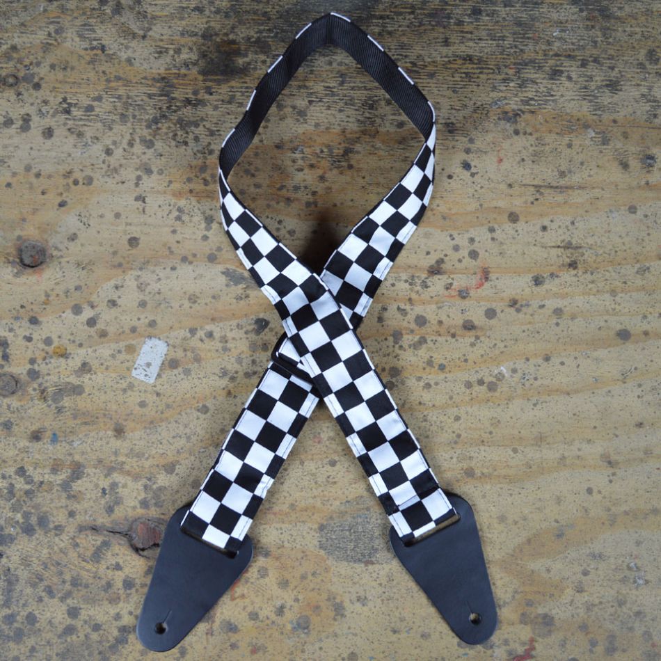 Colonial Leather Black and White Check Rag Guitar Strap-Colonial Leather-Infinite Music
