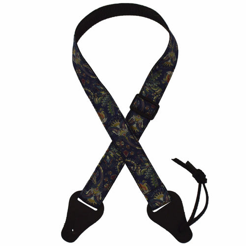 Colonial Leather Blue Paisley Rag Ukulele Strap-Colonial Leather-Infinite Music