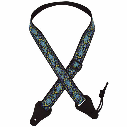 Colonial Leather Blue Trumpet Flower Ukulele Strap-Colonial Leather-Infinite Music