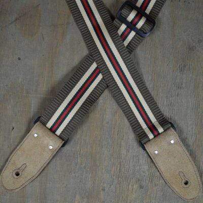 Colonial Leather Brown Striped Webbing Guitar Strap-Colonial Leather-Infinite Music