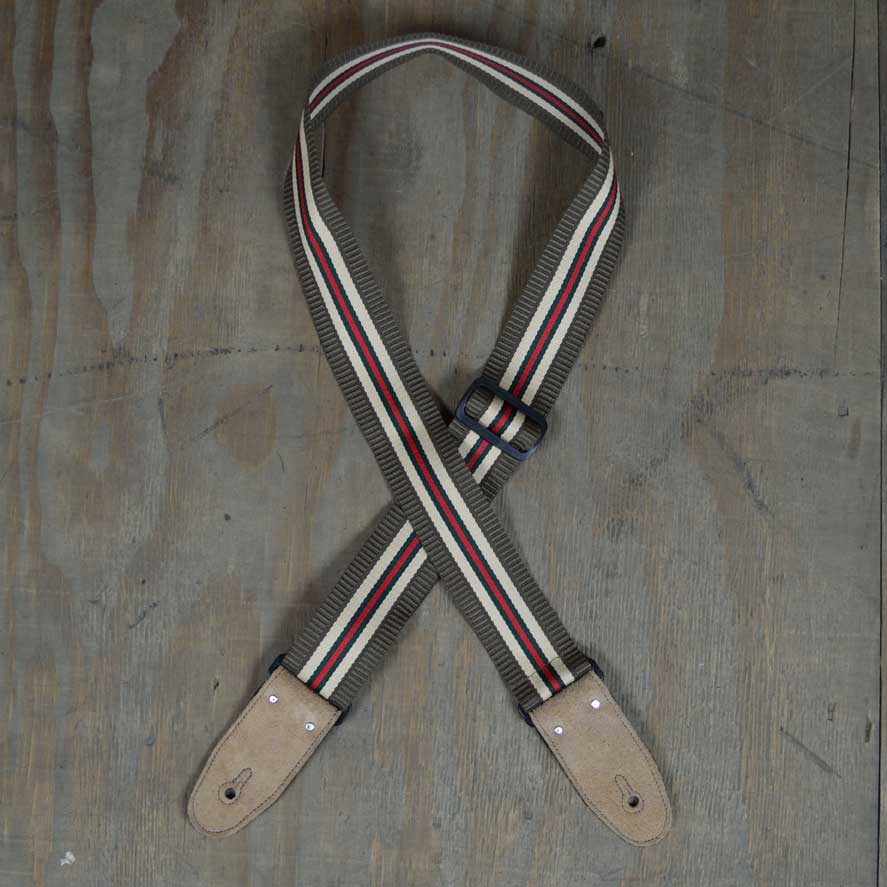 Colonial Leather Brown Striped Webbing Guitar Strap-Colonial Leather-Infinite Music