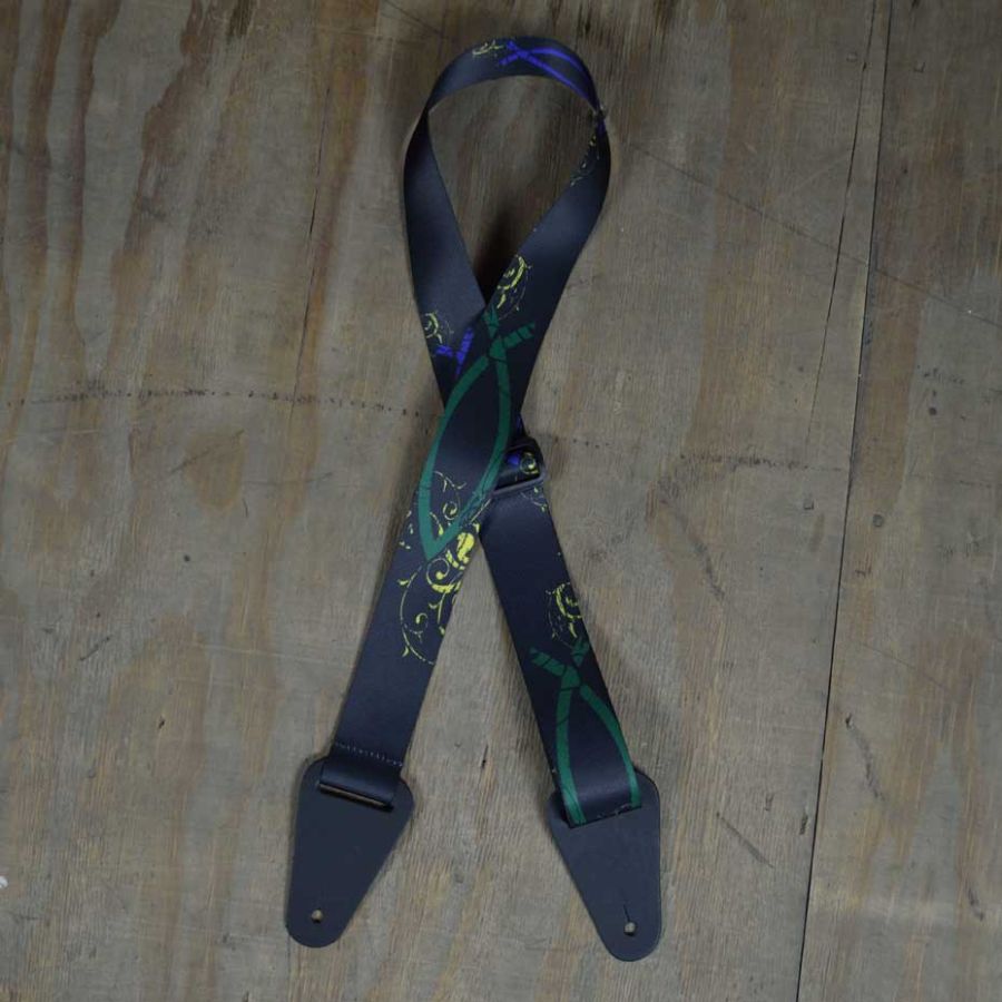 Colonial Leather Green Fish Printed 50mm Webbing Guitar Strap-Colonial Leather-Infinite Music
