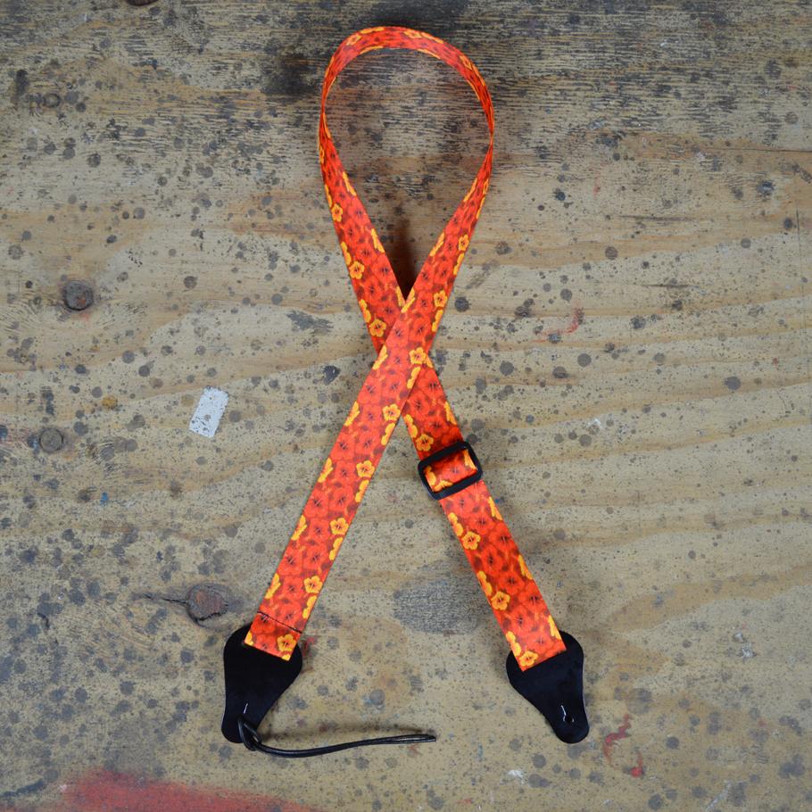 Colonial Leather Hibiscus Red Printed Webbing Ukulele Strap-Colonial Leather-Infinite Music