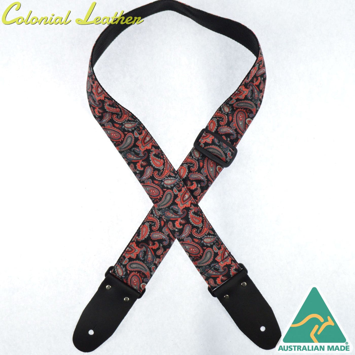 Colonial Leather Navy and Pink Paisley Rag Guitar Strap-Colonial Leather-Infinite Music
