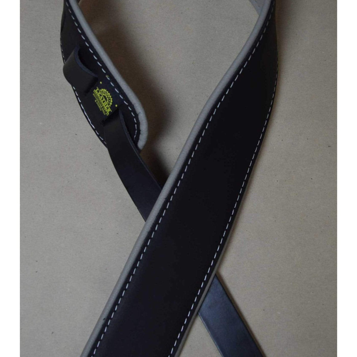 Colonial Leather Padded Upholstery Leather Guitar Strap Black and Grey-Colonial Leather-Infinite Music