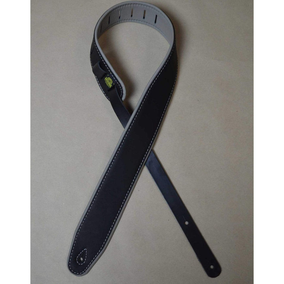 Colonial Leather Padded Upholstery Leather Guitar Strap Black and Grey-Colonial Leather-Infinite Music