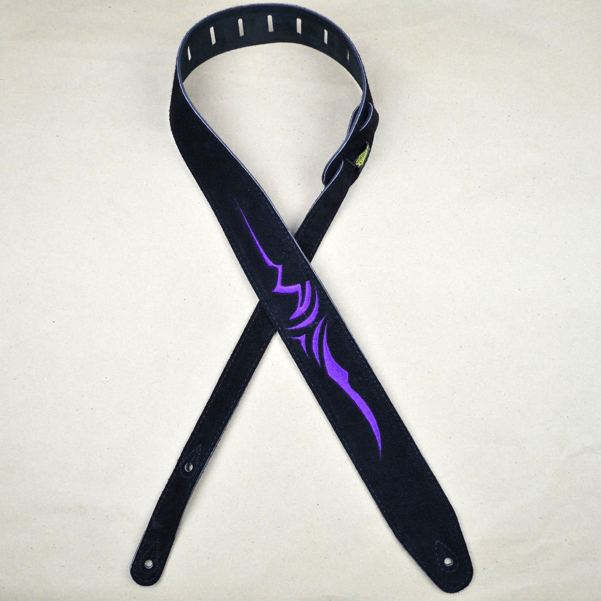 Colonial Leather Purple Celtic Embroidered Black Suede Guitar Strap-Colonial Leather-Infinite Music