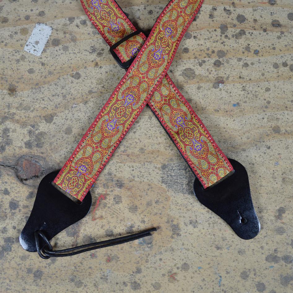 Colonial Leather Red Jacquard Ukulele Strap-Colonial Leather-Infinite Music