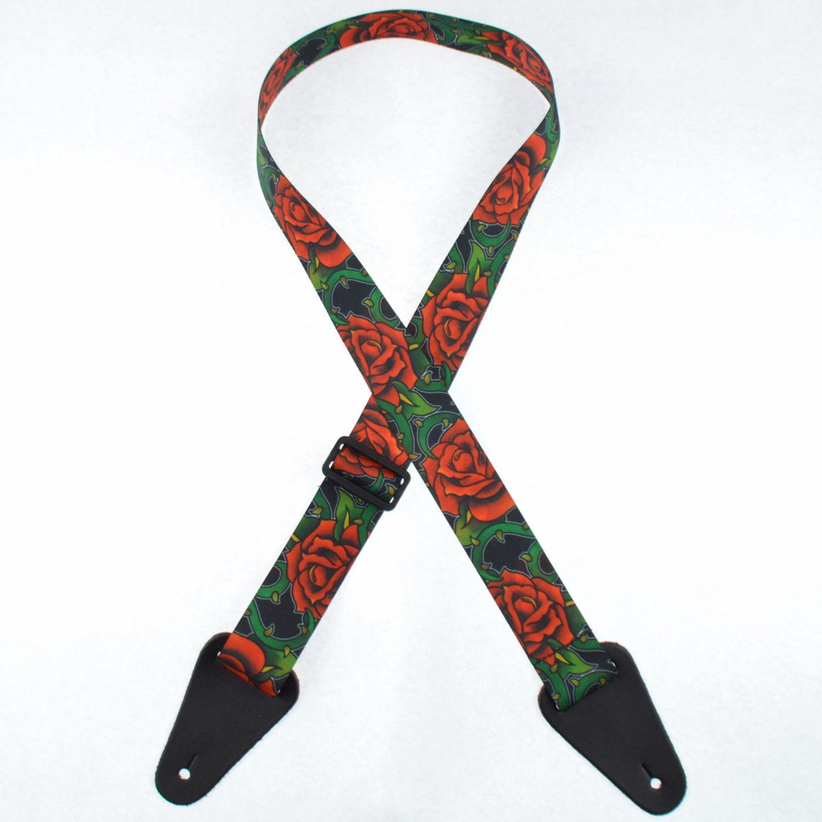 Colonial Leather Red Roses Printed Webbing Guitar Strap-Colonial Leather-Infinite Music