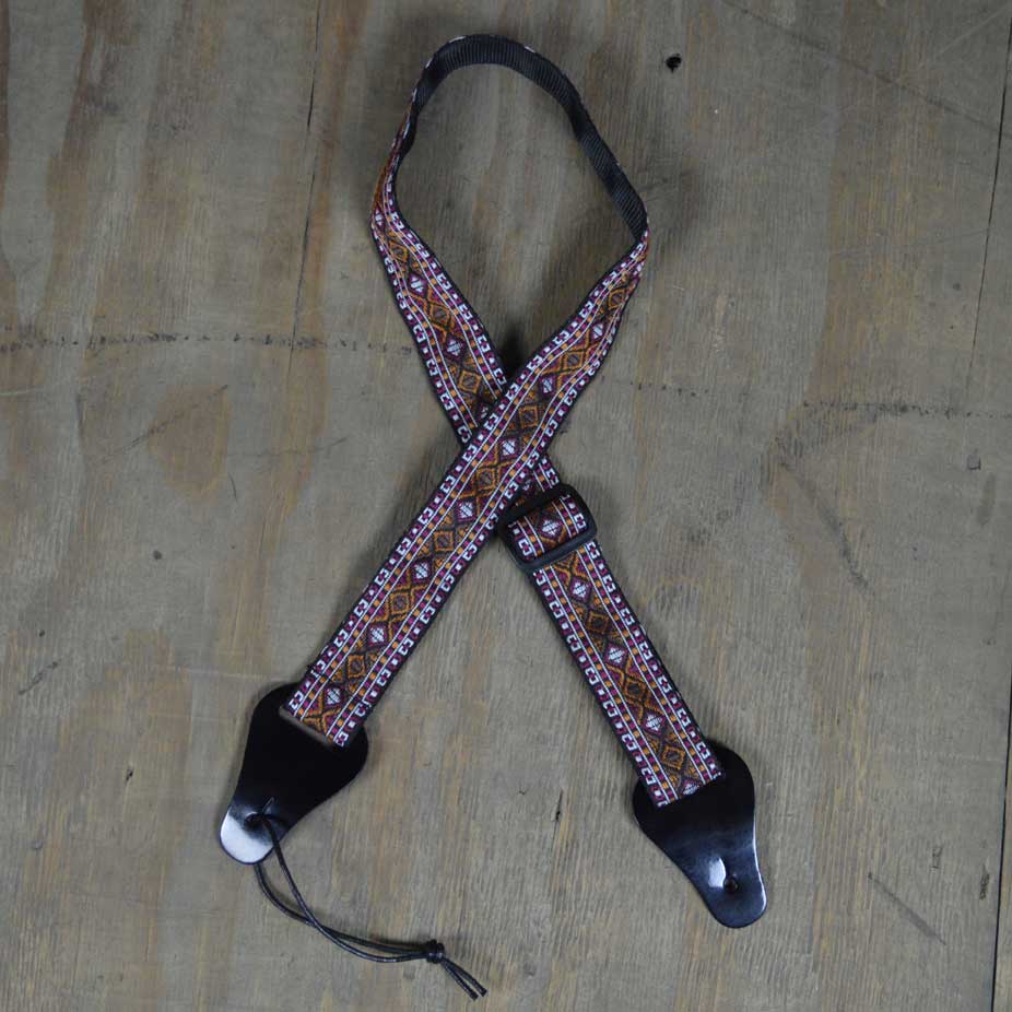 Colonial Leather Red Squares Jacquard Ukulele Strap-Colonial Leather-Infinite Music