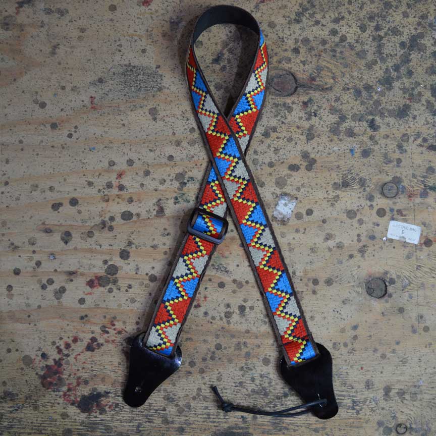 Colonial Leather Red, Yellow and Blue Lines Zig Zag Jacquard Ukulele Strap-Colonial Leather-Infinite Music