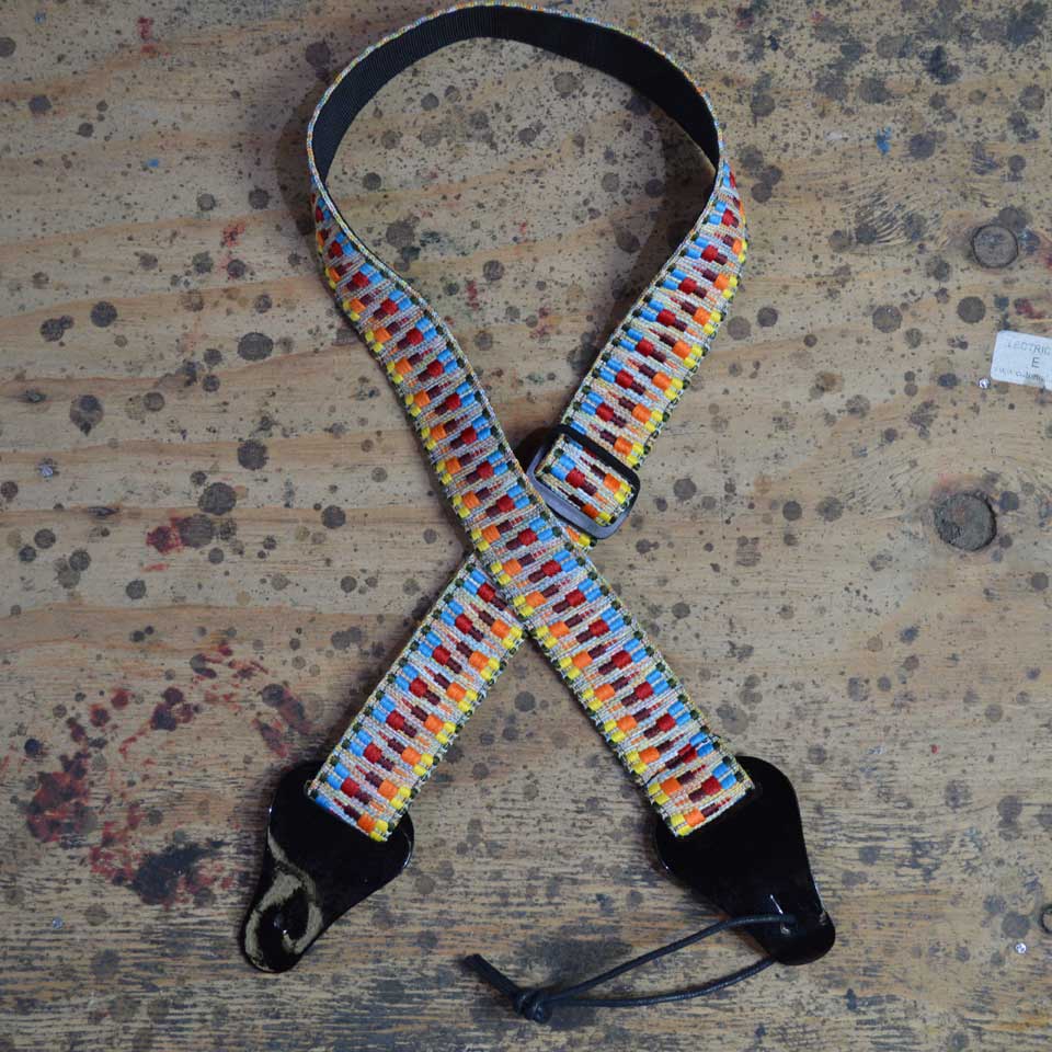 Colonial Leather Tan Zig Zag Jacquard Ukulele Strap-Colonial Leather-Infinite Music