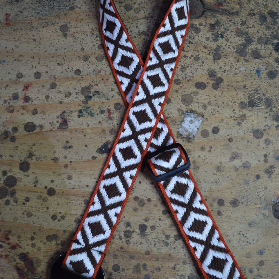 Colonial Leather White Diamonds Zig Zag Jacquard Ukulele Strap-Colonial Leather-Infinite Music