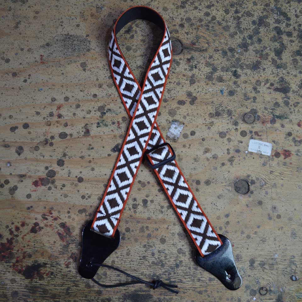 Colonial Leather White Diamonds Zig Zag Jacquard Ukulele Strap-Colonial Leather-Infinite Music
