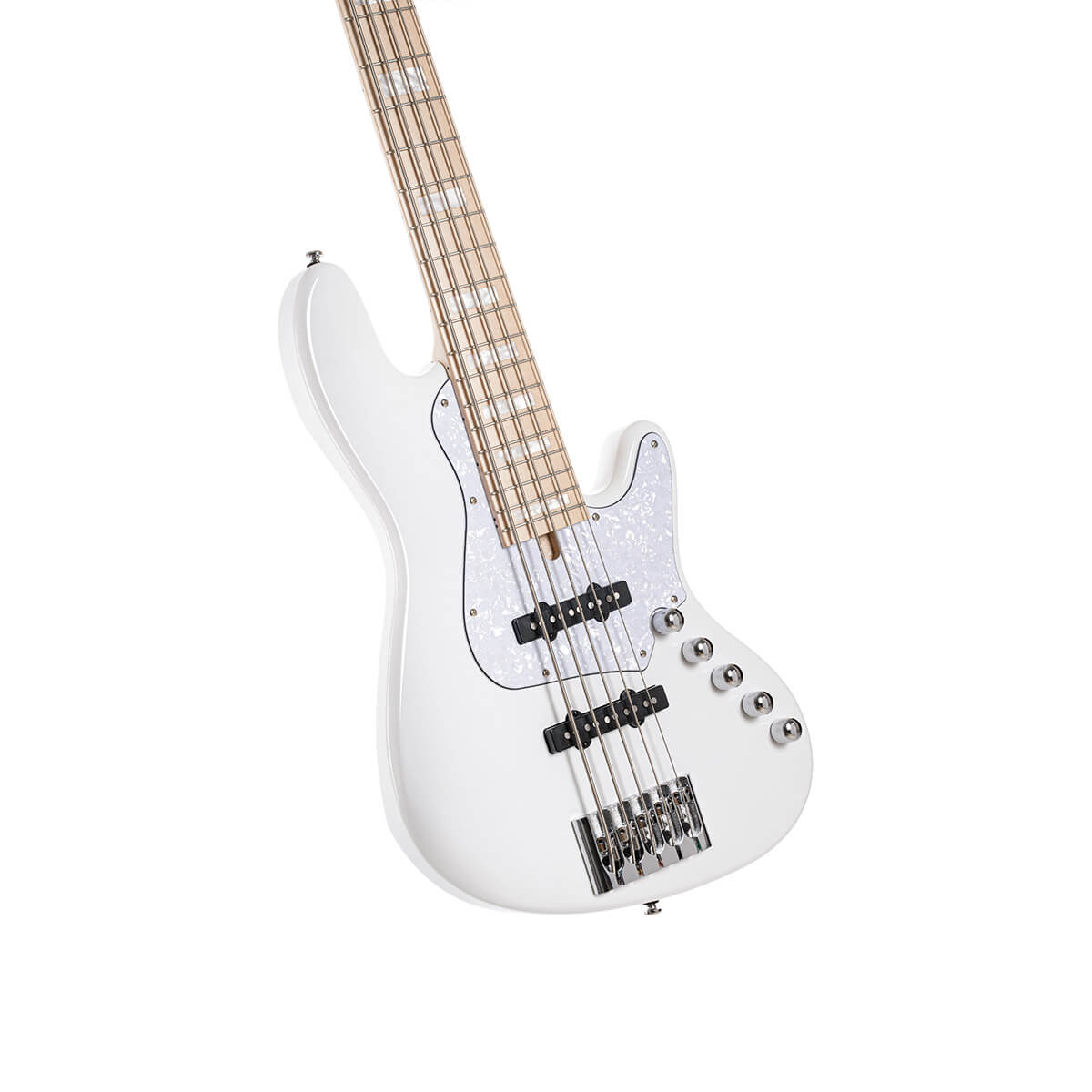 Cort Elrick NJS5 5 String Bass - White - W/Case (C31045)-Cort-Infinite Music