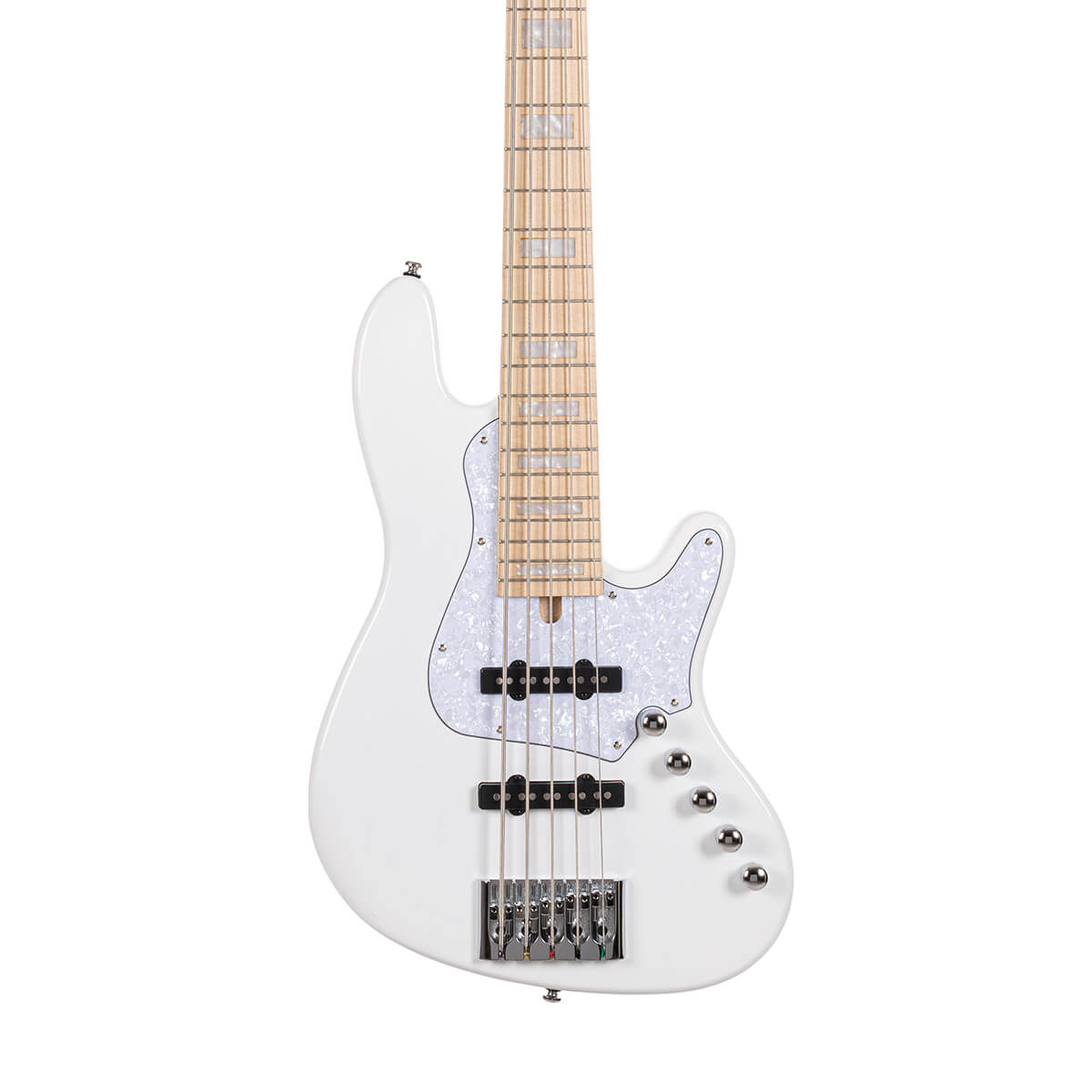 Cort Elrick NJS5 5 String Bass - White - W/Case (C31045)-Cort-Infinite Music