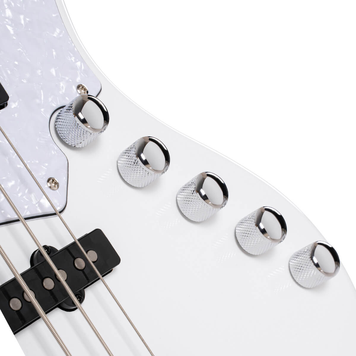 Cort Elrick NJS5 5 String Bass - White - W/Case (C31045)-Cort-Infinite Music