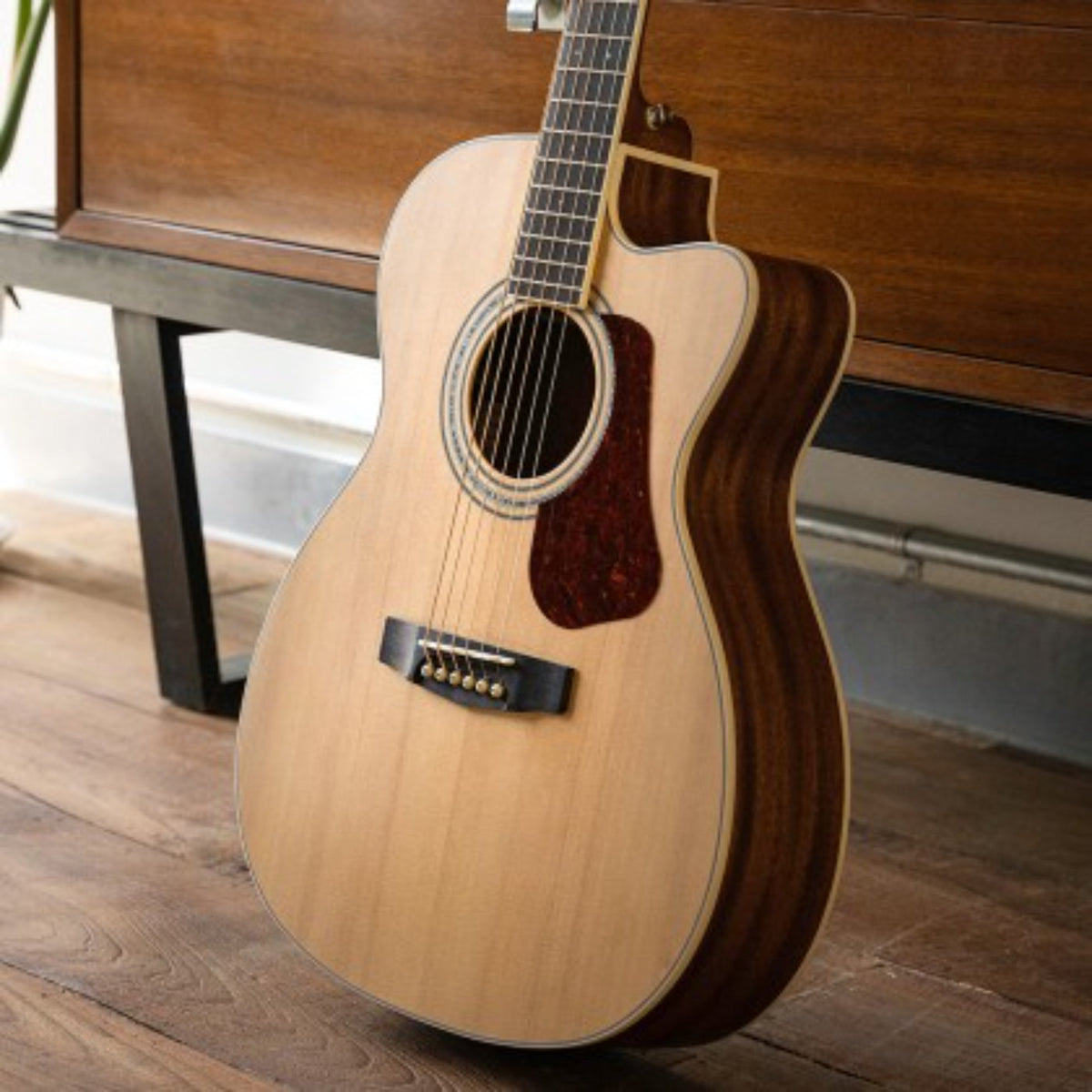 Cort L710F Natural Satin Cutaway OM Acoustic/Electric Guitar with GCB67 Gig bag-Cort-Infinite Music