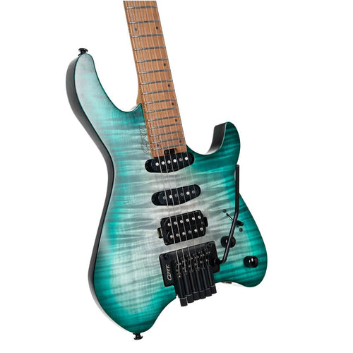Cort Space G6TR Headless Electric Guitar - Semi-Gloss Lagoon w/- Gigbag-Cort-Infinite Music